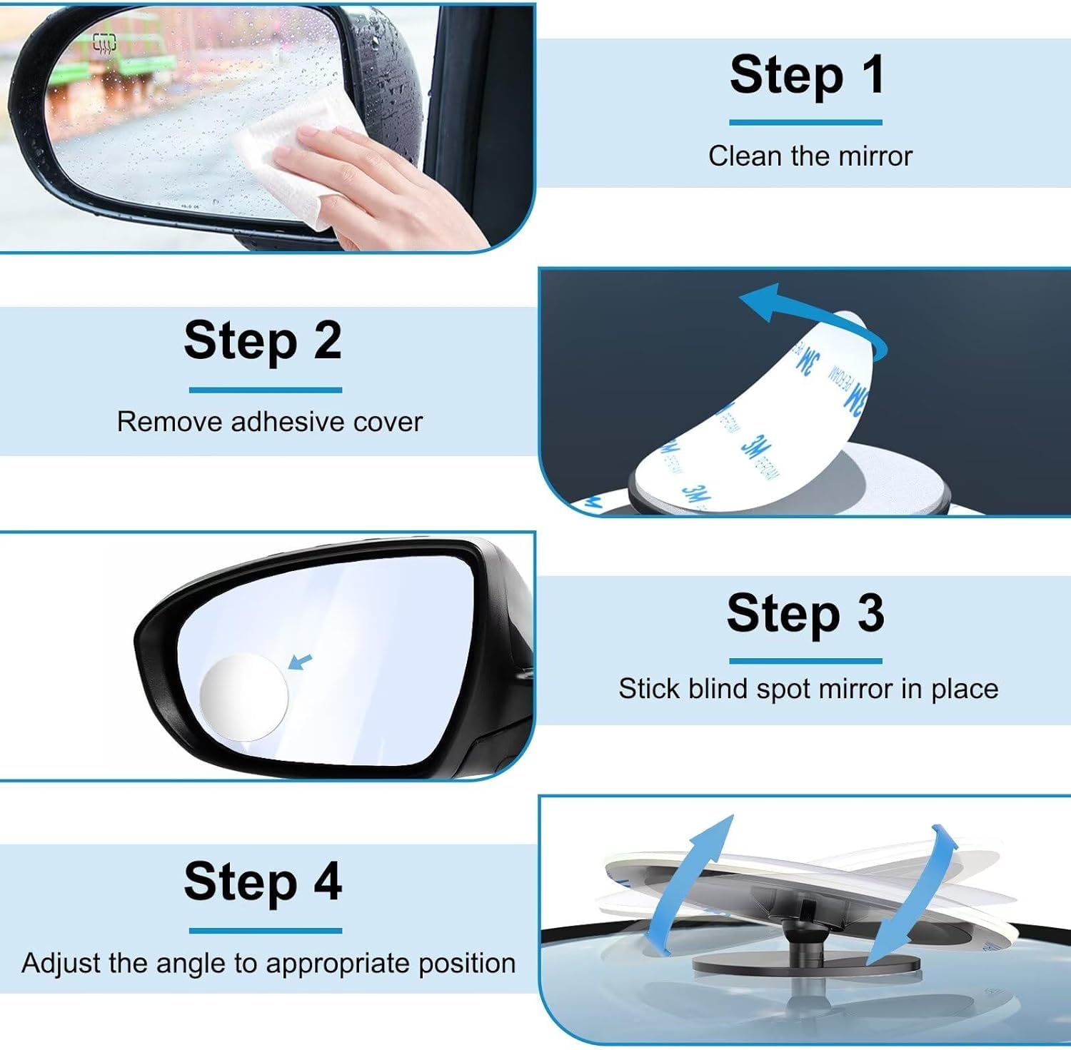 360-Degree Adjustable Blind Spot Mirrors