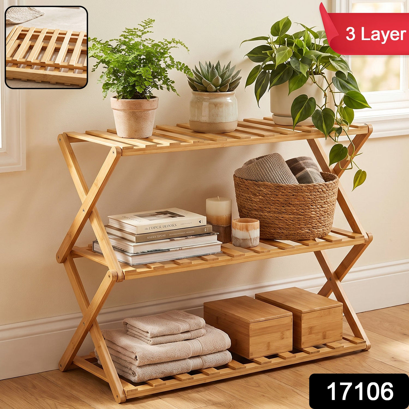 Layer Foldable Bamboo Shoe