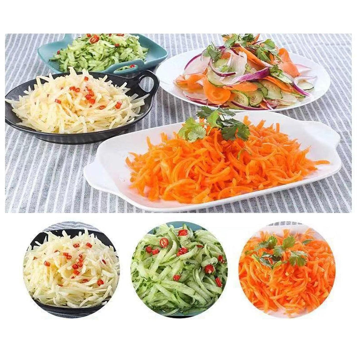 Manual Rotary 3-Drum Vegetable Grater