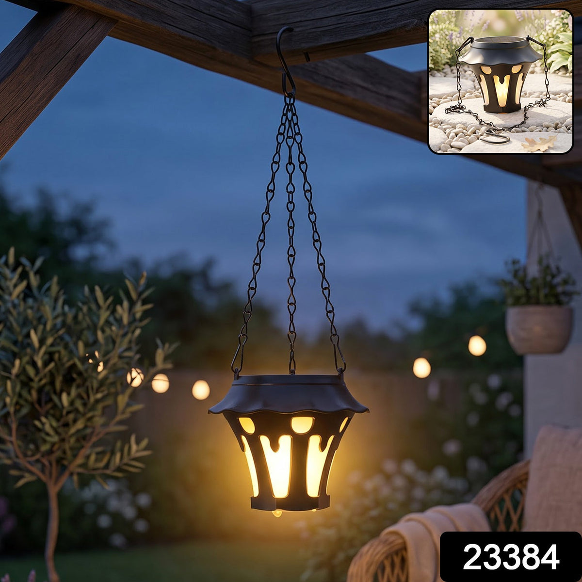 Solar Powered Hanging Lantern for Garden, Balcony & Outdoor Decor