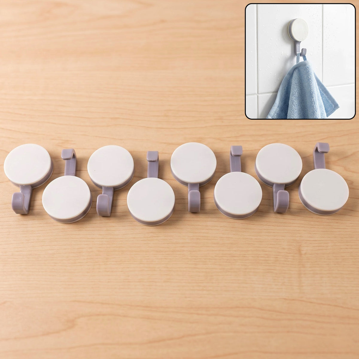Self-Adhesive Wall Hooks – 8 Pc