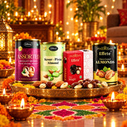 Effete Diwali combo on brass thali with rangoli and diyas