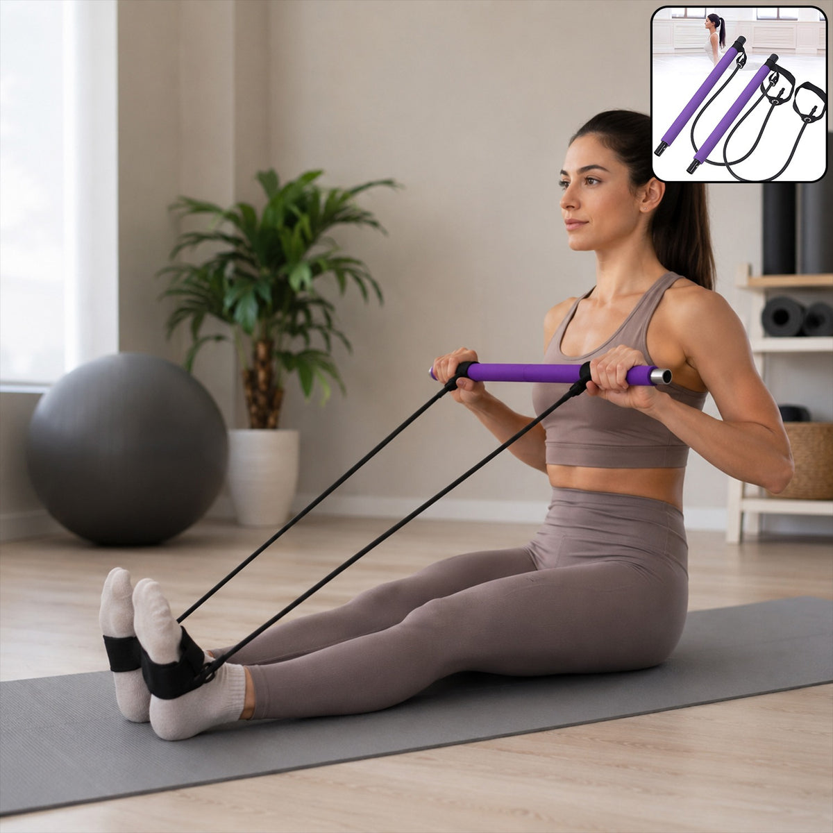 Pilates Bar with Resistance Bands  🔥 Main Fitness Product